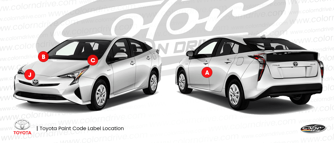 TOYOTA paint code label location diagram