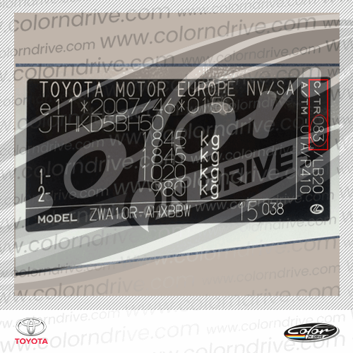 TOYOTAのカラーコードラベル例1
